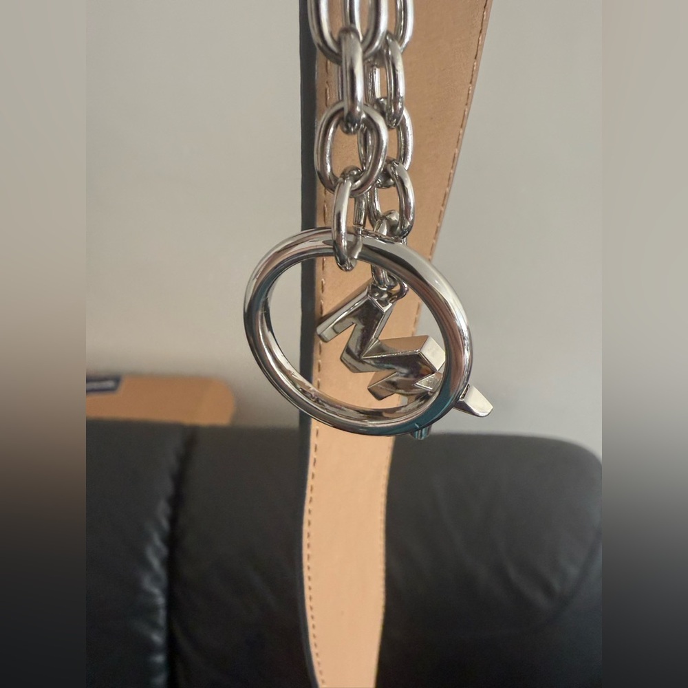 AUTHENTIC MICHAEL KORS LEATHER BELT BLUE W/MK CHARM LOGO BUCKLE SIZE small new - Picture 6 of 11